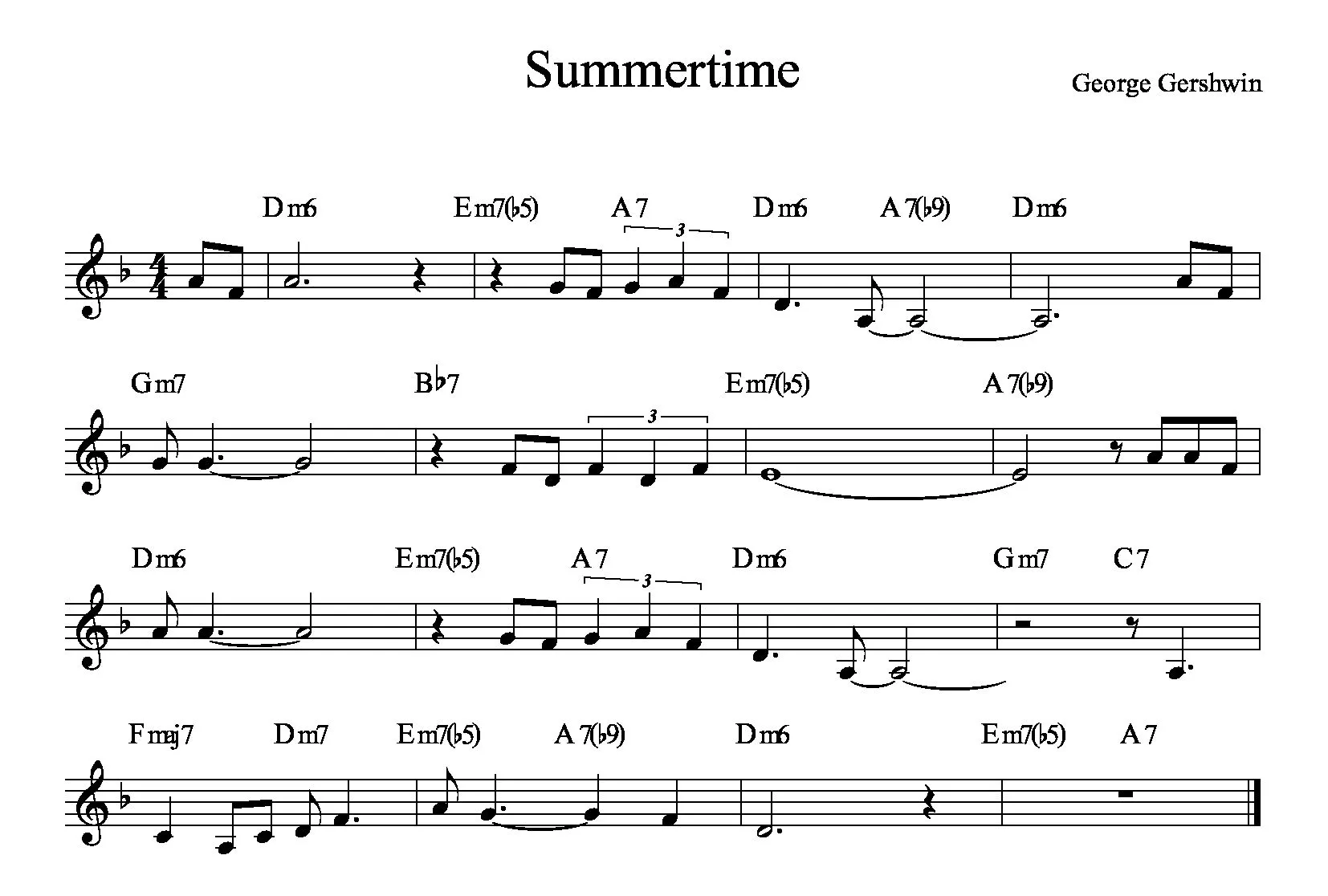 Summertime-George-Gershwin-AABA-form