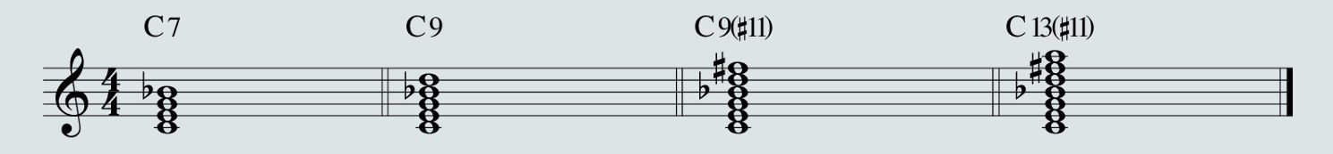 7th, 9th, 11th and 13th chords, superior harmony