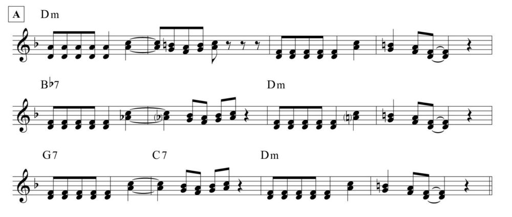 Gassmann blues, harmonized theme