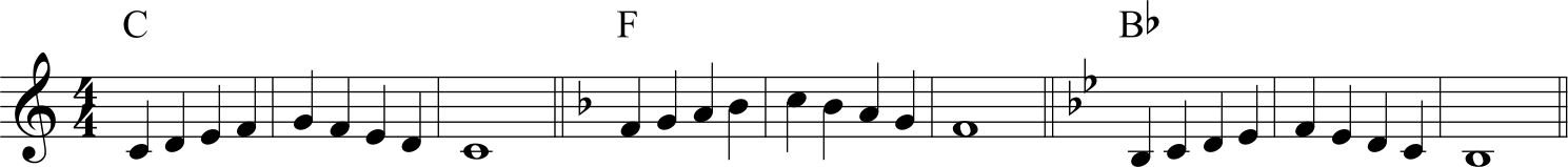 Exercise 1, the first five notes of the major scale