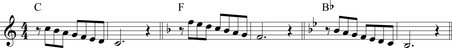 Exercise 3, the descending major scale