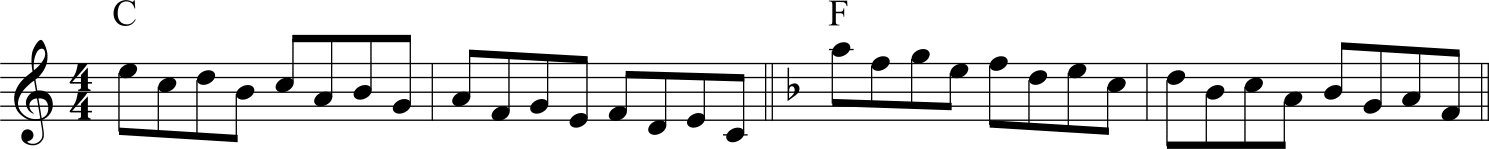 Exercise 5, descending major scale, in broken thirds